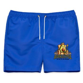 Avocado Apocalypse King Lustiges Essen Wortspiel Humor - Männer Badeshorts - Royalblau - Vorne - AI Model Male 178 light (178cm)