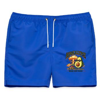 Avocado Apokalypse Guacamole Boom Essen Wortspiel Humor - Männer Badeshorts - Royalblau - Vorne - AI Model Male 178 light (178cm)