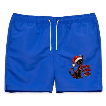 Cute Black Cat Christmas – Merry Christmas Time - Männer Badeshorts - Royalblau - Vorne - AI Model Male 178 light (178cm)