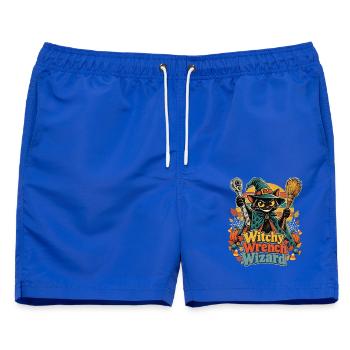 Halloween Hexenkatze Mechaniker Wizard - Männer Badeshorts - Royalblau - Vorne - AI Model Male 178 light (178cm)