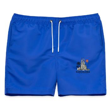 Sagrada Familia Barcelona Skyline - Männer Badeshorts - Royalblau - Vorne - AI Model Male 178 light (178cm)