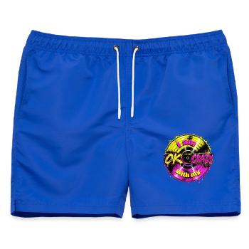 I Am OK With My Crazy – Funny Retro Statement - Männer Badeshorts - Royalblau - Vorne - AI Model Male 178 light (178cm)