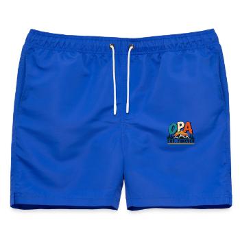 OPA – Retro Design für Großväter - Männer Badeshorts - Royalblau - Vorne - AI Model Male 178 light (178cm)