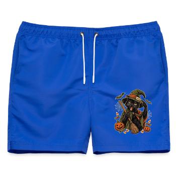 Halloween Büro-Hexe erschöpfte Hexenkatze - Männer Badeshorts - Royalblau - Vorne - AI Model Male 178 light (178cm)