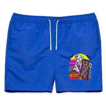 Halloween-ABA-Geist duckt sich vor Katzenkarte - Männer Badeshorts - Royalblau - Vorne - AI Model Male 178 light (178cm)