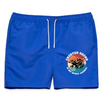 Kronengecko Sprüche - Männer Badeshorts - Royalblau - Vorne - AI Model Male 178 light (178cm)