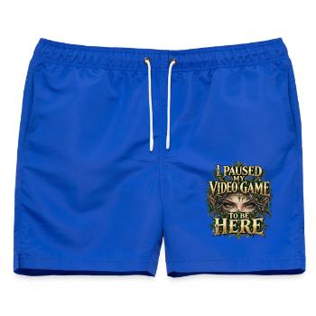 Elfenaugen – I Paused My Video Game to Be Here - Männer Badeshorts - Royalblau - Vorne - AI Model Male 178 light (178cm)