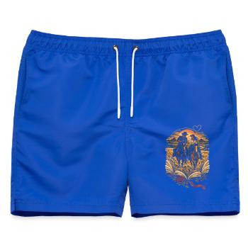 Cowboy Romance - Männer Badeshorts - Royalblau - Vorne - AI Model Male 178 light (178cm)
