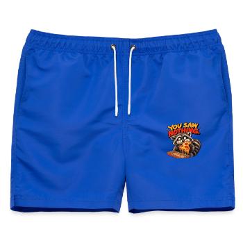 Pizza Thief Waschbär – Spaßiger Retro-Stil - Männer Badeshorts - Royalblau - Vorne - AI Model Male 178 light (178cm)