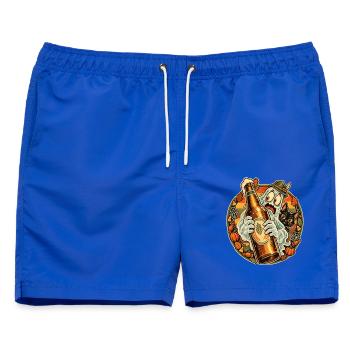 Halloween Geist Mit Flasche Und Katze - Männer Badeshorts - Royalblau - Vorne - AI Model Male 178 light (178cm)