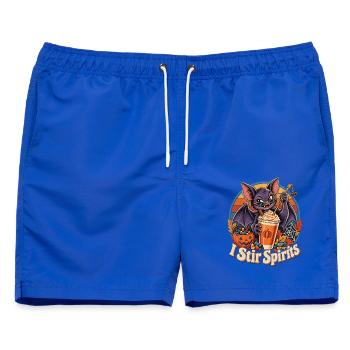 Halloween-Fledermaus-Barkeeper I Stir Spirits - Männer Badeshorts - Royalblau - Vorne - AI Model Male 178 light (178cm)