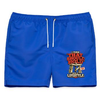 Ich mache "Das sollte halten" zu einem Lebensstil - Männer Badeshorts - Royalblau - Vorne - AI Model Male 178 light (178cm)