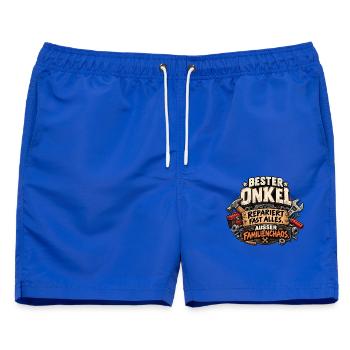 Bester Onkel – Repariert Fast Alles - Männer Badeshorts - Royalblau - Vorne - AI Model Male 178 light (178cm)