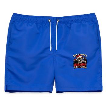 Gothmas – Dunkles Weihnachten - Männer Badeshorts - Royalblau - Vorne - AI Model Male 178 light (178cm)