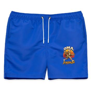 Oma Ich hab keine Zeit - Männer Badeshorts - Royalblau - Vorne - AI Model Male 178 light (178cm)
