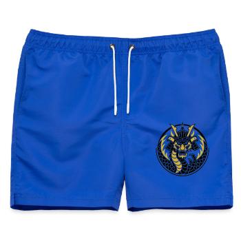 Goldenes Samurai-Drachenemblem - Männer Badeshorts - Royalblau - Vorne - AI Model Male 178 light (178cm)