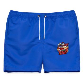 Heul nicht, hol den Ball – Beer-Pong-Spruch - Männer Badeshorts - Royalblau - Vorne - AI Model Male 178 light (178cm)