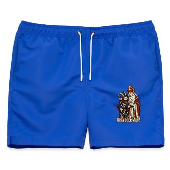 Brav oder wild? Krampus und Nikolaus - Männer Badeshorts - Royalblau - Vorne - AI Model Male 178 light (178cm)