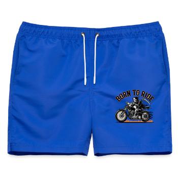 Born to Ride Totenkopf Motorradfahrer Geschenkidee - Männer Badeshorts - Royalblau - Vorne - AI Model Male 178 light (178cm)
