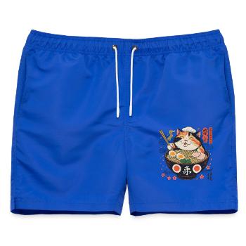 Ramen Katze mit Kochmütze - Männer Badeshorts - Royalblau - Vorne - AI Model Male 178 light (178cm)