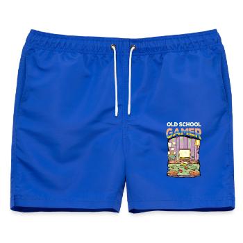 Retro Old School Gamer - Männer Badeshorts - Royalblau - Vorne - AI Model Male 178 light (178cm)