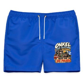 Onkel für Blödsinn Zuständig – Grillhumor - Männer Badeshorts - Royalblau - Vorne - AI Model Male 178 light (178cm)