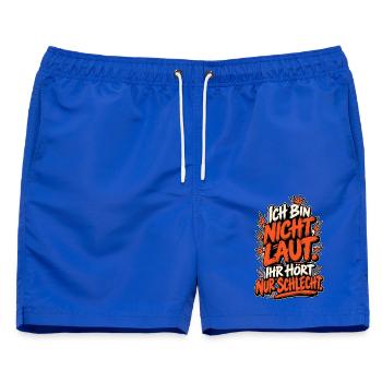 Ich bin NICHT LAUT – Hörst du schlecht - Männer Badeshorts - Royalblau - Vorne - AI Model Male 178 light (178cm)