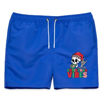 Weihnachtsstimmung Skelett Weihnachtsmannmütze - Männer Badeshorts - Royalblau - Vorne - AI Model Male 178 light (178cm)
