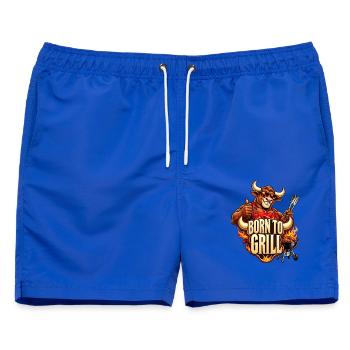 Born to Grill – Cooler Stier am Grill - Männer Badeshorts - Royalblau - Vorne - AI Model Male 178 light (178cm)