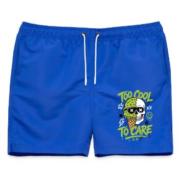 Eis-Totenkopf – Too Cool to Care - Männer Badeshorts - Royalblau - Vorne - AI Model Male 178 light (178cm)