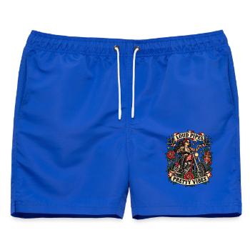 Biker Girl Frauen - Loud Pipes Pretty Vibes - Männer Badeshorts - Royalblau - Vorne - AI Model Male 178 light (178cm)