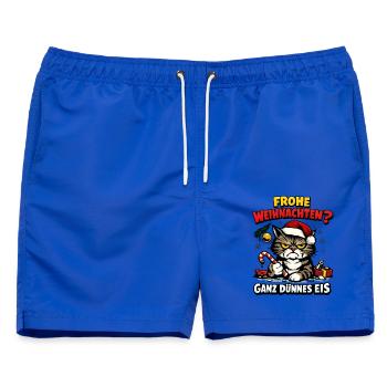 Frohe Weihnachten Ganz Dünnes Eis Weihnachtsoutfit - Männer Badeshorts - Royalblau - Vorne - AI Model Male 178 light (178cm)