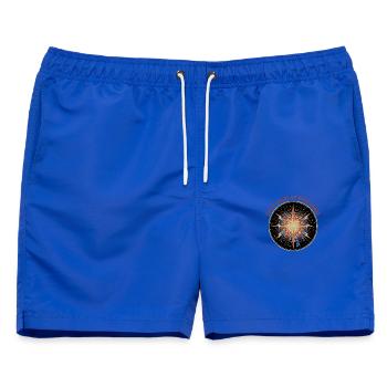 Fünfzig Jahre reiner Chaos - Männer Badeshorts - Royalblau - Vorne - AI Model Male 178 light (178cm)