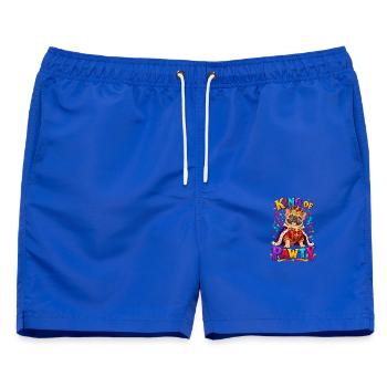 King Of Pawty Französische Bulldogge Königsparty - Männer Badeshorts - Royalblau - Vorne - AI Model Male 178 light (178cm)