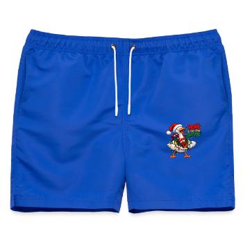 Schreiende Gans – Weihnachtshumor - Männer Badeshorts - Royalblau - Vorne - AI Model Male 178 light (178cm)