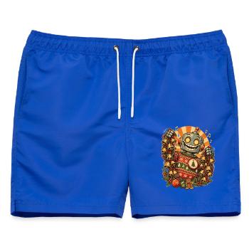 Christmas Roboter-Onkel mit vielen Glocken - Männer Badeshorts - Royalblau - Vorne - AI Model Male 178 light (178cm)