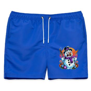 Christmas Schneemann grillt Karotten und schmilzt - Männer Badeshorts - Royalblau - Vorne - AI Model Male 178 light (178cm)