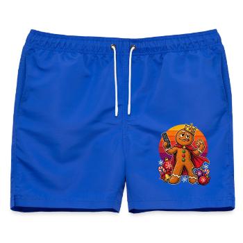 Christmas Lebkuchenmann Couch-Dad Superheld - Männer Badeshorts - Royalblau - Vorne - AI Model Male 178 light (178cm)