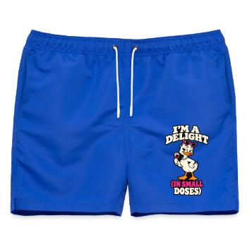Ich bin ein Vergnügen in kleinen Dosen frechen Entenwein - Männer Badeshorts - Royalblau - Vorne - AI Model Male 178 light (178cm)