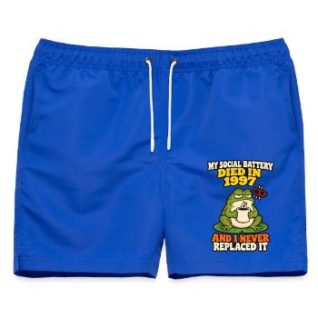 Soziale Batterie starb 1997 Lustiger introvertierter Frosch - Männer Badeshorts - Royalblau - Vorne - AI Model Male 178 light (178cm)