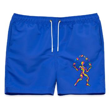 Psychedelischer Jongleur – Bunte Jonglage mit fünf - Männer Badeshorts - Royalblau - Vorne - AI Model Male 178 light (178cm)