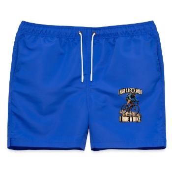 ODDROO – I Ride a Bike - Männer Badeshorts - Royalblau - Vorne - AI Model Male 178 light (178cm)