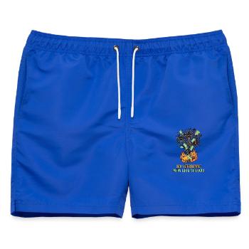 Pyro Geld Verbrenner Mit Stil - Männer Badeshorts - Royalblau - Vorne - AI Model Male 178 light (178cm)