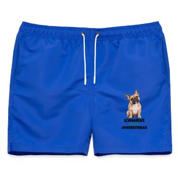  Französische Bulldogge Schnarcht Stur - Männer Badeshorts - Royalblau - Vorne - AI Model Male 178 light (178cm)