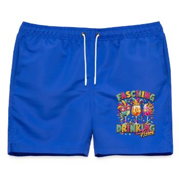 Fasching Drinking Team – Bunte Partygläser - Männer Badeshorts - Royalblau - Vorne - AI Model Male 178 light (178cm)
