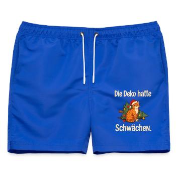 Katze Weihnachten Umgekippter Weihnachtsbaum Humor - Männer Badeshorts - Royalblau - Vorne - AI Model Male 178 light (178cm)