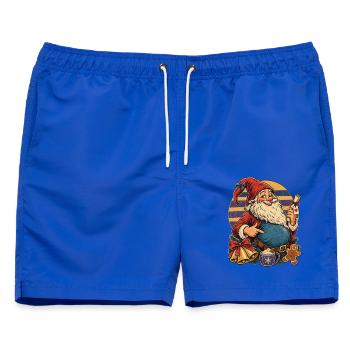 Christmas Schwangerer Wichtel Retro Mama - Männer Badeshorts - Royalblau - Vorne - AI Model Male 178 light (178cm)