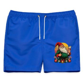 Christmas-Wichtel werdende Mama Retro - Männer Badeshorts - Royalblau - Vorne - AI Model Male 178 light (178cm)