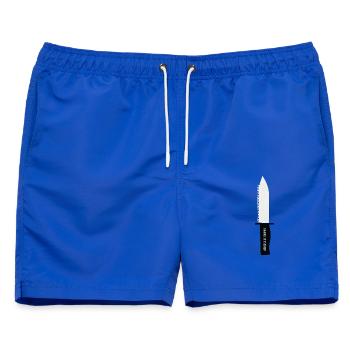 Words Cut Deeper – Papiermesser Design - Männer Badeshorts - Royalblau - Vorne - AI Model Male 178 light (178cm)