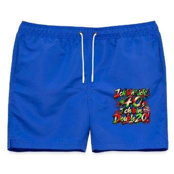 Ich_bin_nicht_40-_- - Männer Badeshorts - Royalblau - Vorne - AI Model Male 178 light (178cm)